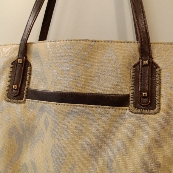 Stella & Dot La Totale Medium Tote Bag Metallic Ikat Print - Picture 6 of 10